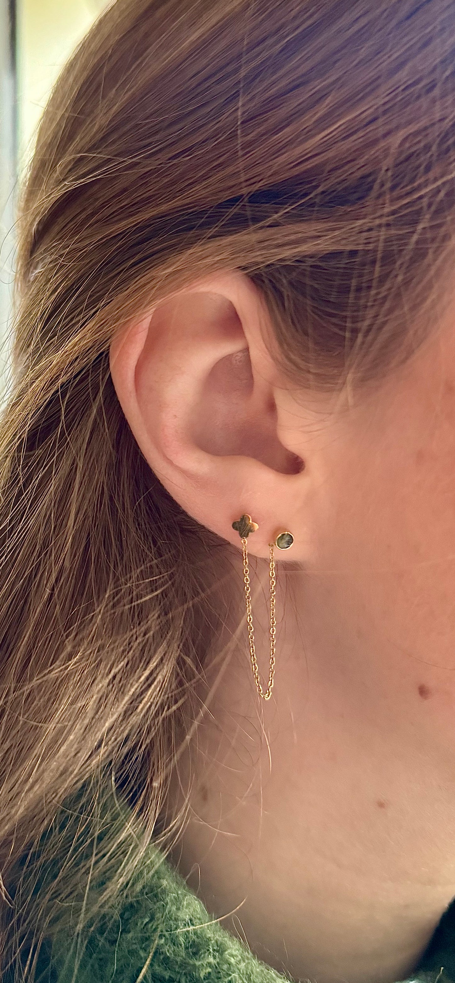 Mono boucle trèfle verte