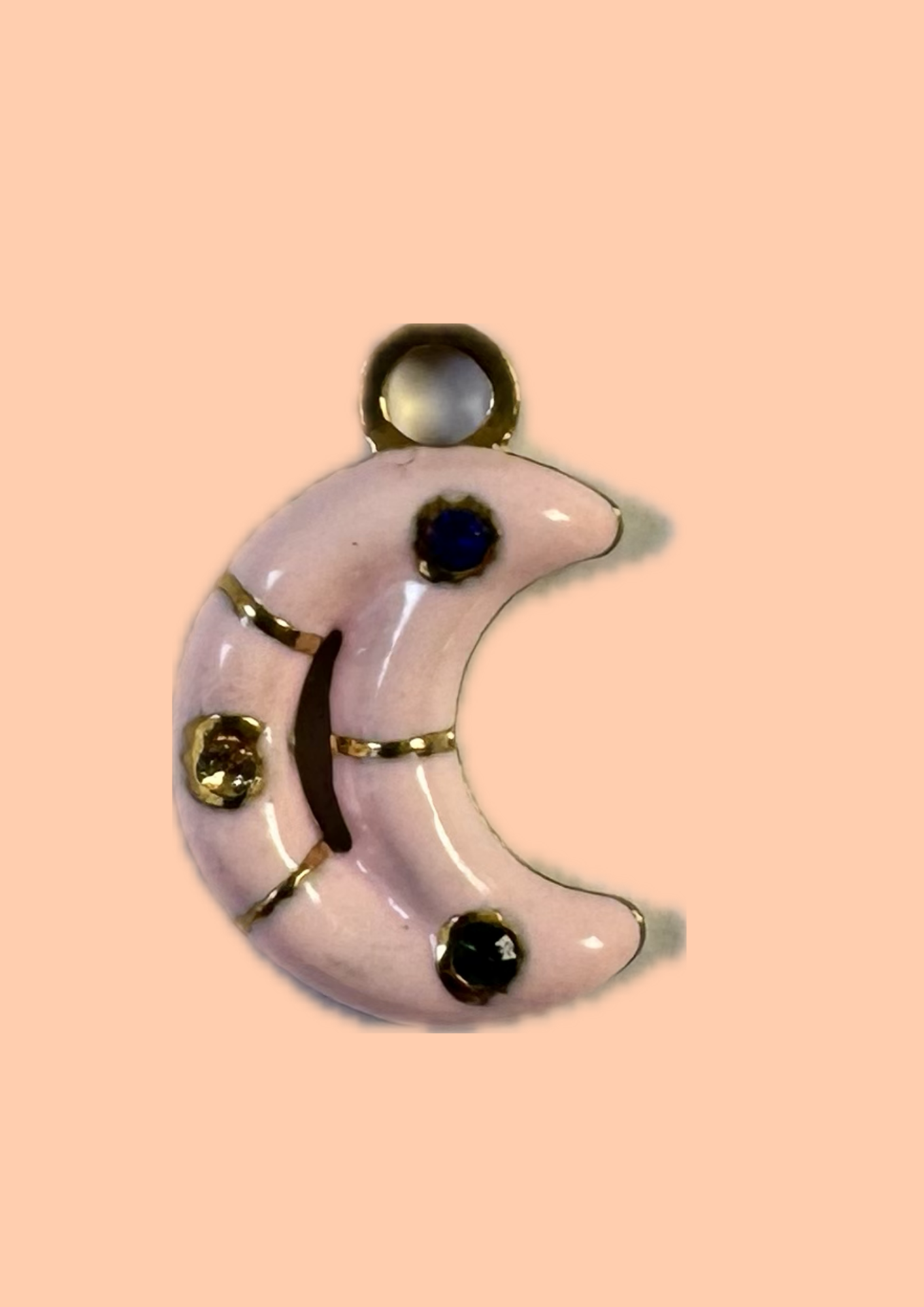 Charms lune rose clair